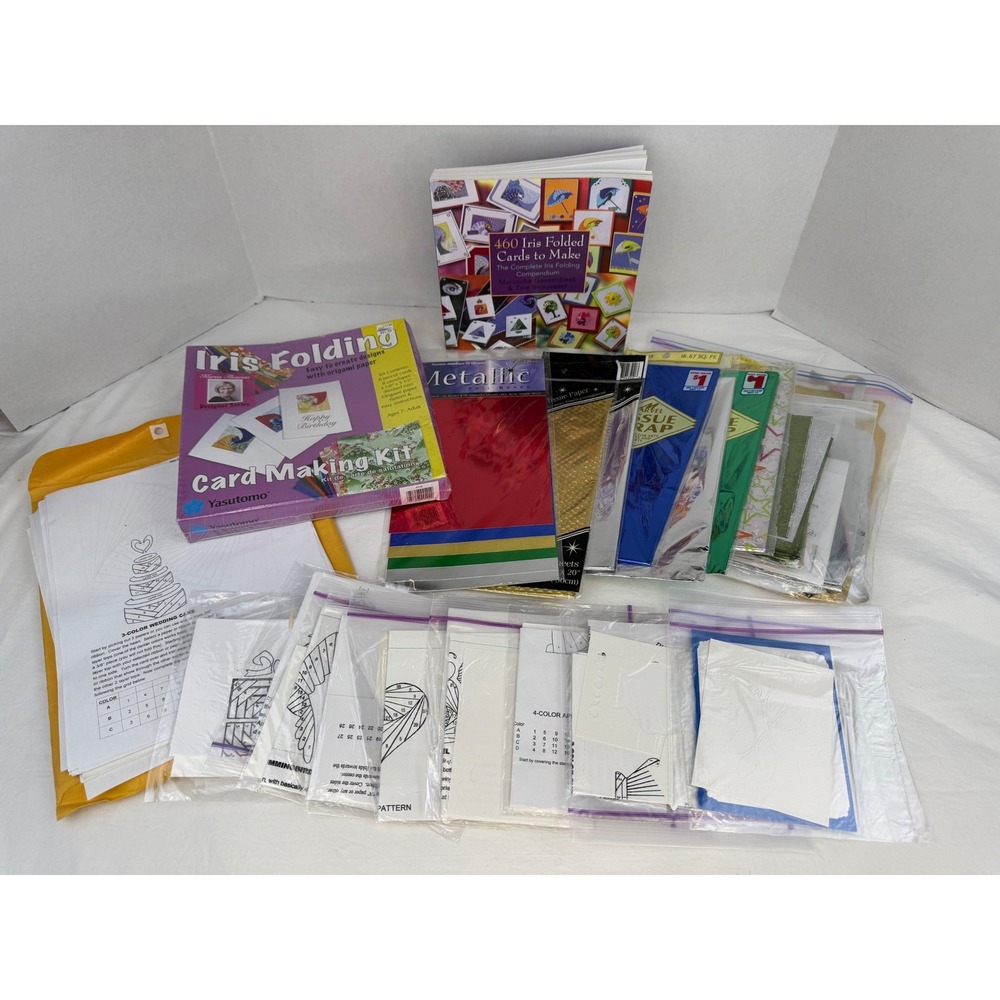 Iris Folding Card Making Kit Lot 460 Cards‎ Compendium Book Yasutomo Foil Paper